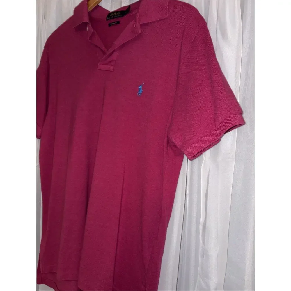 Polo Ralph Lauren Polo Shirt Men’s Sz L Slim Knit Short Sleeve Pink Golf Summer